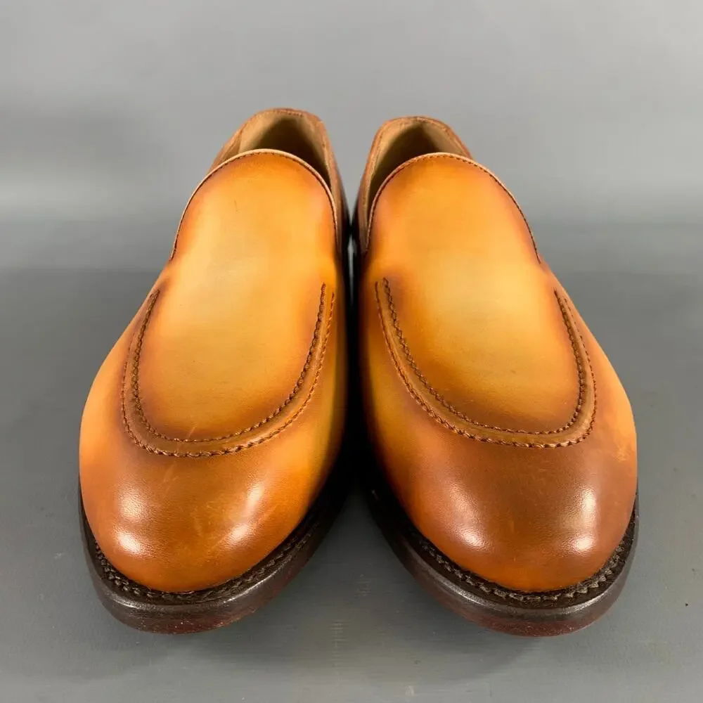 KLEIN EPSTEIN & PARKER Size 9 Brown Tan Distressed Patent Leather Loafers